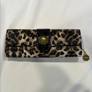 BIG‎ BUDDHA LEOPARD PRINT CLUTCH GOLD REMOVABLE CHAIN SHOULDER STRAP